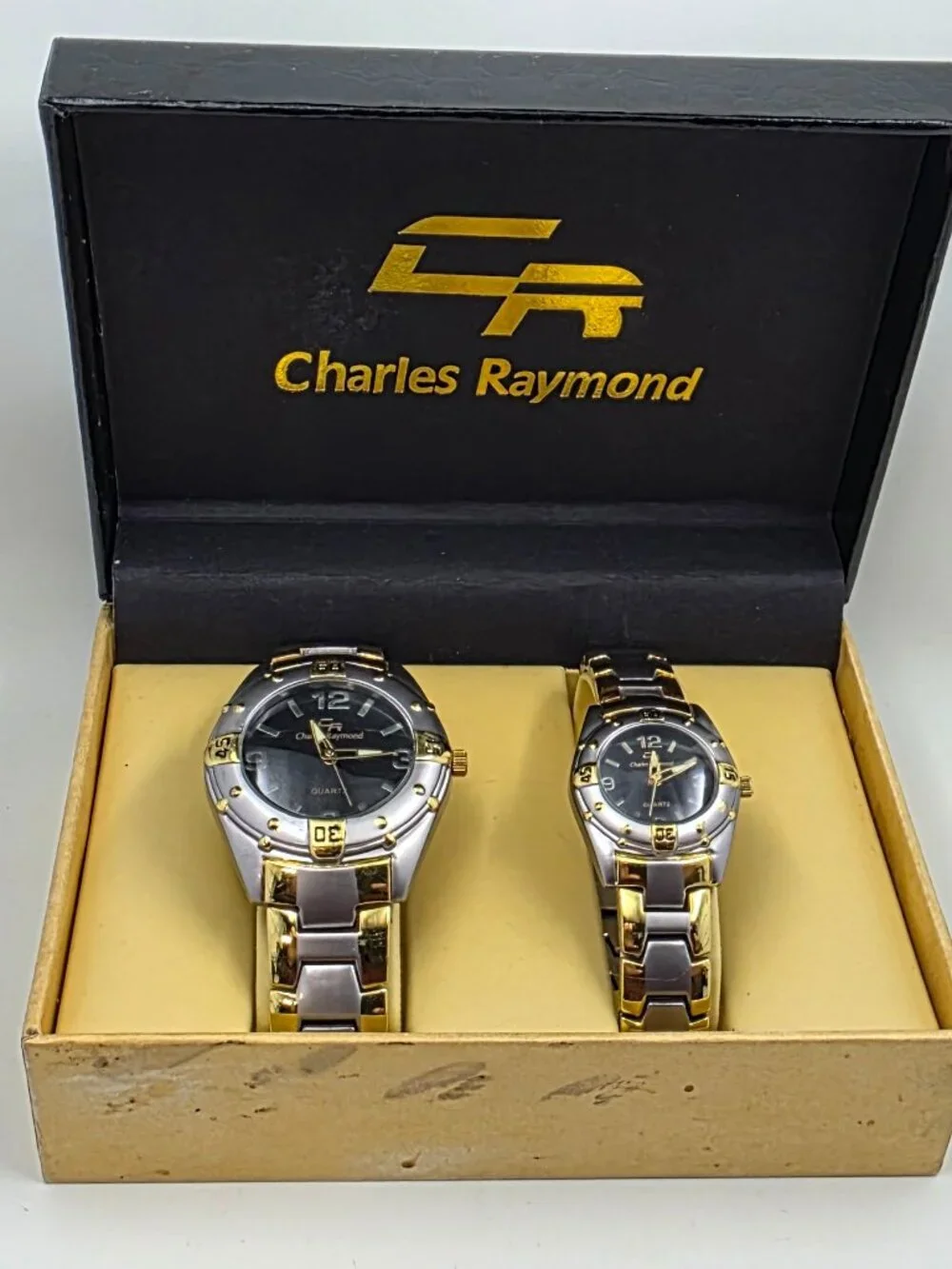 Vintage Charles Raymond His & Hers Two-Tone Quartz Watch Set (Models V0369G & V0